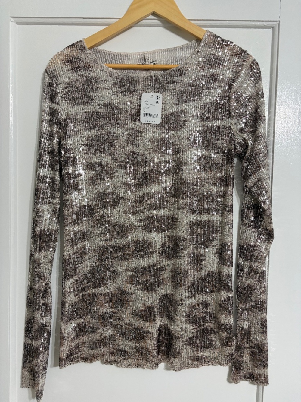Free People Sequin Long Sleeve Top (M) NWT